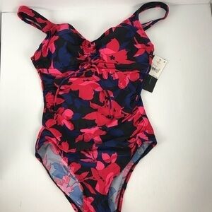 Aqua Green Pink and Blue One Piece with Sweetheart Neckline